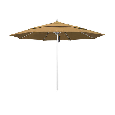 California Umbrella 11' Venture Series Patio Umbrella With Silver Anodized Aluminum Pole Fiberglass Ribs Pulley Lift With Olefin Fabric