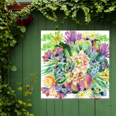Succulent Blooms Outdoor Canvas Art