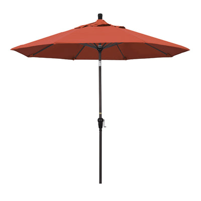 California Umbrella 9' Sunset Series Patio Umbrella With Bronze Aluminum Pole Aluminum Ribs Auto Tilt Crank Lift With Olefin Fabric