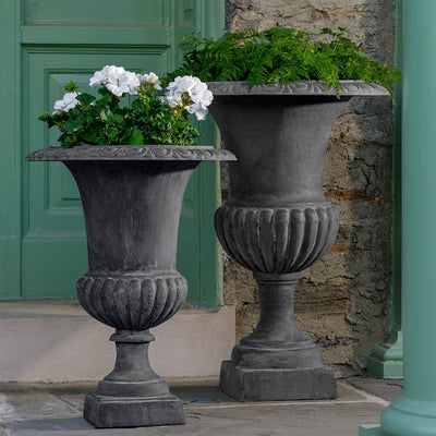 Tall Wickford Iron Urn Planter in Lead
