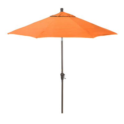 California Umbrella 9' Sunset Series Patio Umbrella With Champagne Aluminum Pole Aluminum Ribs Auto Tilt Crank Lift With Sunbrella Fabric