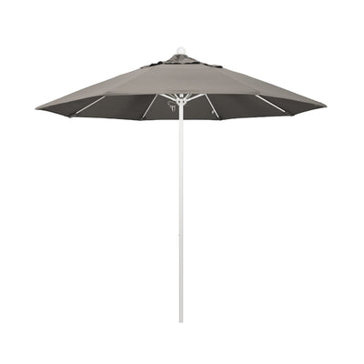 California Umbrella 9' Venture Series Patio Umbrella With Matted White Aluminum Pole Fiberglass Ribs Push Lift With Pacifica Fabric