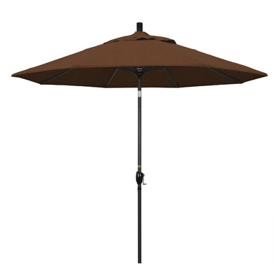 California Umbrella 9' Pacific Trail Series Patio Umbrella With Stone Black Aluminum Pole Aluminum Ribs Push Button Tilt Crank Lift With Olefin Fabric