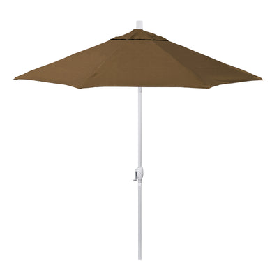 California Umbrella 9' Pacific Trail Series Patio Umbrella With Matted White Aluminum Pole Aluminum Ribs Push Button Tilt Crank Lift With Sunbrella Fabric