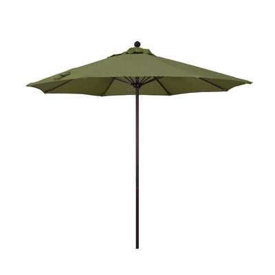 California Umbrella 9' Venture Series Patio Umbrella With Bronze Aluminum Pole Fiberglass Ribs Push Lift With Olefin Fabric