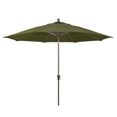 California Umbrella 11' Sunset Series Patio Umbrella With Champagne Aluminum Pole Aluminum Ribs Auto Tilt Crank Lift With Olefin Fabric