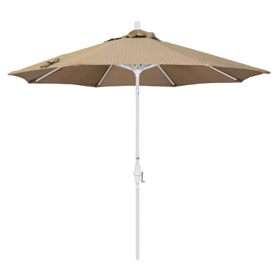 California Umbrella 9' Golden State Series Patio Umbrella With Matted White Aluminum Pole Aluminum Ribs Collar Tilt Crank Lift With Olefin Fabric