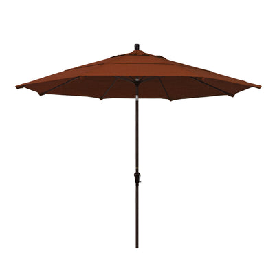 California Umbrella 11' Sunset Series Patio Umbrella With Bronze Aluminum Pole Aluminum Ribs Auto Tilt Crank Lift With Olefin Fabric