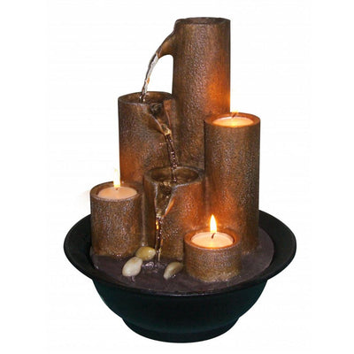 Tiered Column Tabletop Fountain with Three Candles