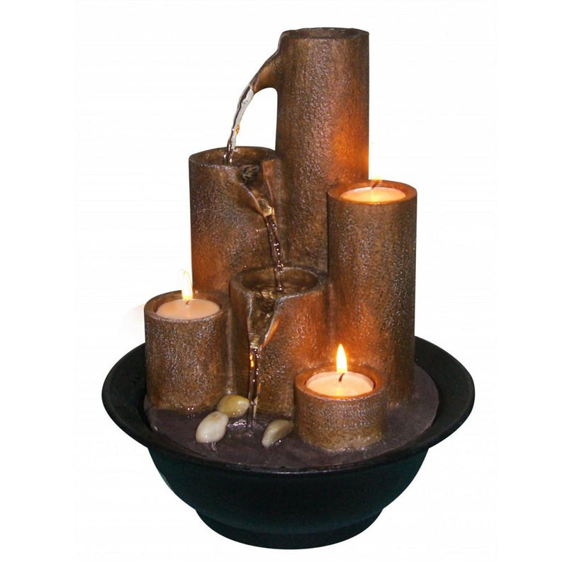 Tiered Column Tabletop Fountain with Three Candles