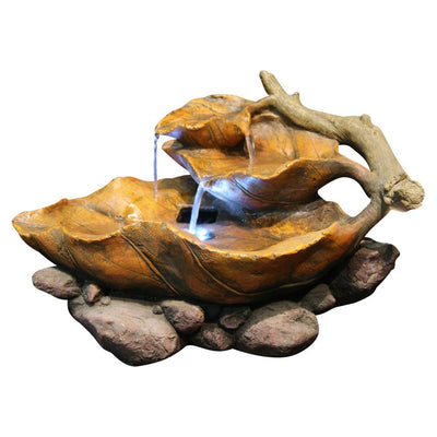 Tiered Leaf Tabletop Fountain with White LED Lights