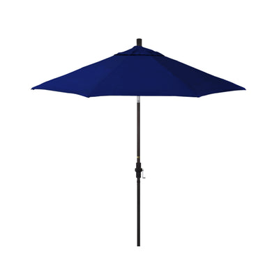 California Umbrella 9' Sun Master Series Patio Umbrella With Bronze Aluminum Pole Fiberglass Ribs Collar Tilt Crank Lift With Sunbrella Fabric
