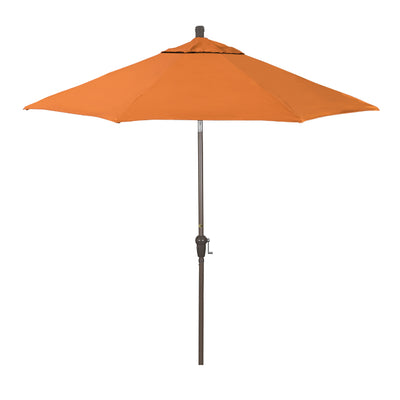 California Umbrella 9' Sunset Series Patio Umbrella With Champagne Aluminum Pole Aluminum Ribs Auto Tilt Crank Lift With Sunbrella Fabric