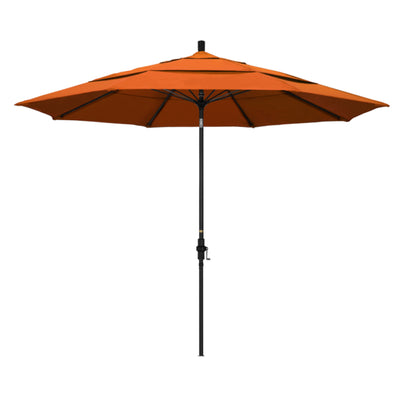 California Umbrella 11' Sun Master Series Patio Umbrella With Matted Black Aluminum Pole Fiberglass Ribs Collar Tilt Crank Lift With Pacifica Fabric