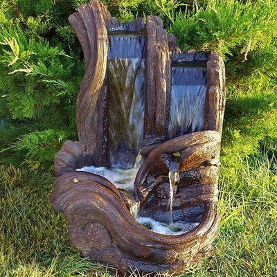 Twin Falls Log Garden Water Fountain