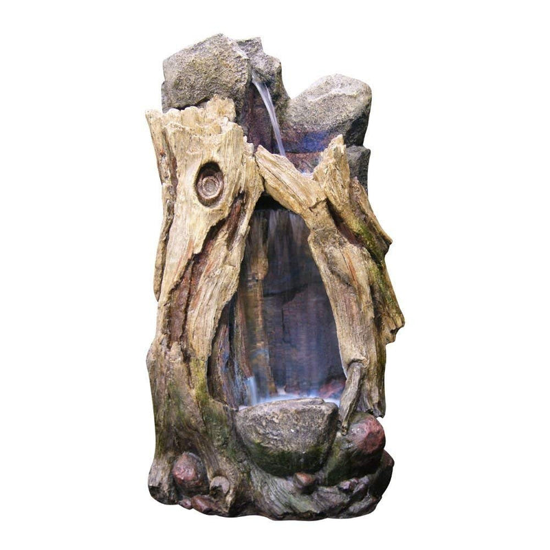 52" Rainforest Waterfall Tree Trunk Fountain with LED Lights