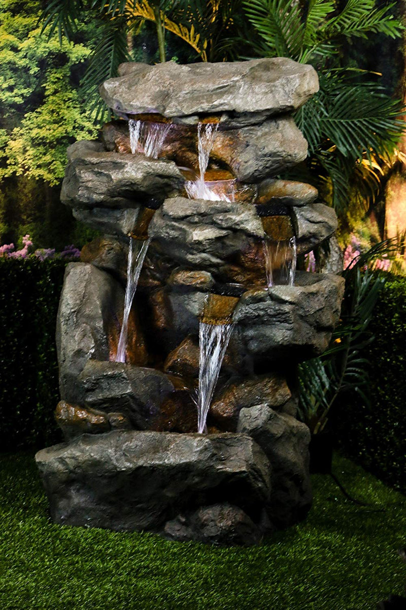 Rainforest Rock Tiered Fountain with LED Lights
