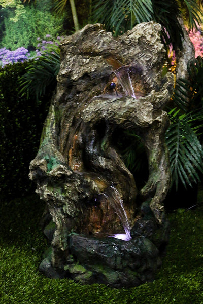 39" Tree Trunk Fountain with LED Lights
