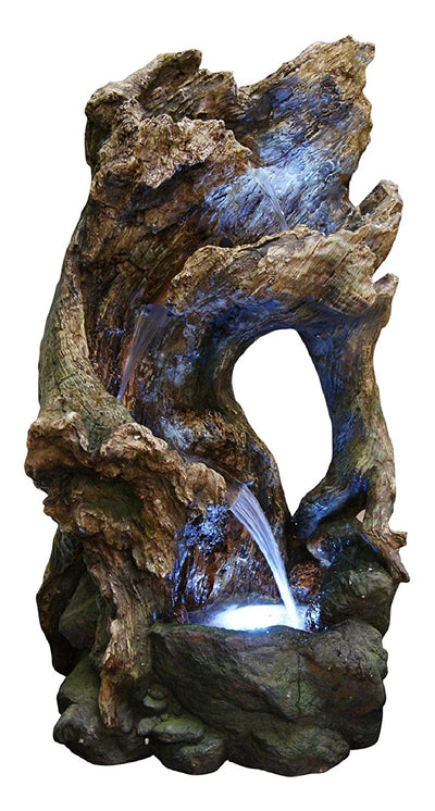 39" Tree Trunk Fountain with LED Lights