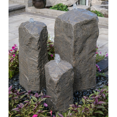 Watershed Cascade Triple Stone Outdoor Fountain