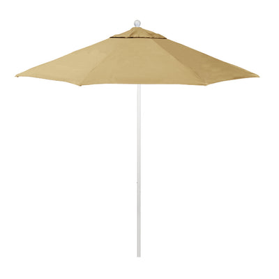 California Umbrella 9' Venture Series Patio Umbrella With Matted White Aluminum Pole Fiberglass Ribs Push Lift With Sunbrella Fabric