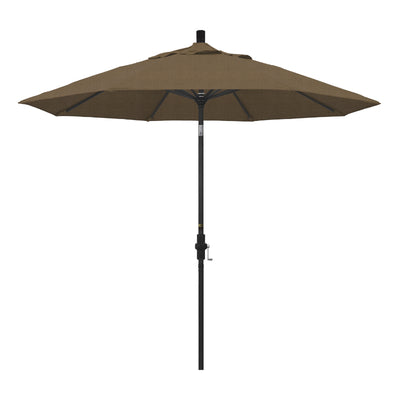 California Umbrella 9' Golden State Series Patio Umbrella With Stone Black Aluminum Pole Aluminum Ribs Collar Tilt Crank Lift With Olefin Fabric