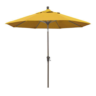 California Umbrella 9' Sunset Series Patio Umbrella With Champagne Aluminum Pole Aluminum Ribs Auto Tilt Crank Lift With Pacifica Fabric