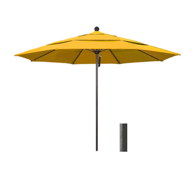 California Umbrella 11' Venture Series Patio Umbrella with Black Aluminum Pole Fiberglass Ribs Pulley Lift With Pacifica Fabric