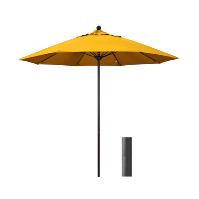 California Umbrella 9' Venture Series Patio Umbrella with Black Aluminum Pole Fiberglass Ribs Push Lift With Pacifica Fabric