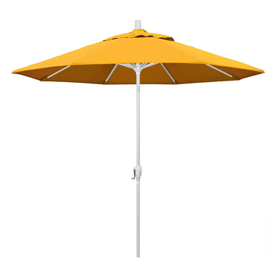 California Umbrella 9' Pacific Trail Series Patio Umbrella With Matted White Aluminum Pole Aluminum Ribs Push Button Tilt Crank Lift With Pacifica Fabric