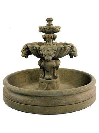 Lion Fountain with 46 inch Basin