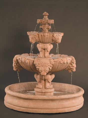Lion Outdoor Water Fountain with 55 inch Basin
